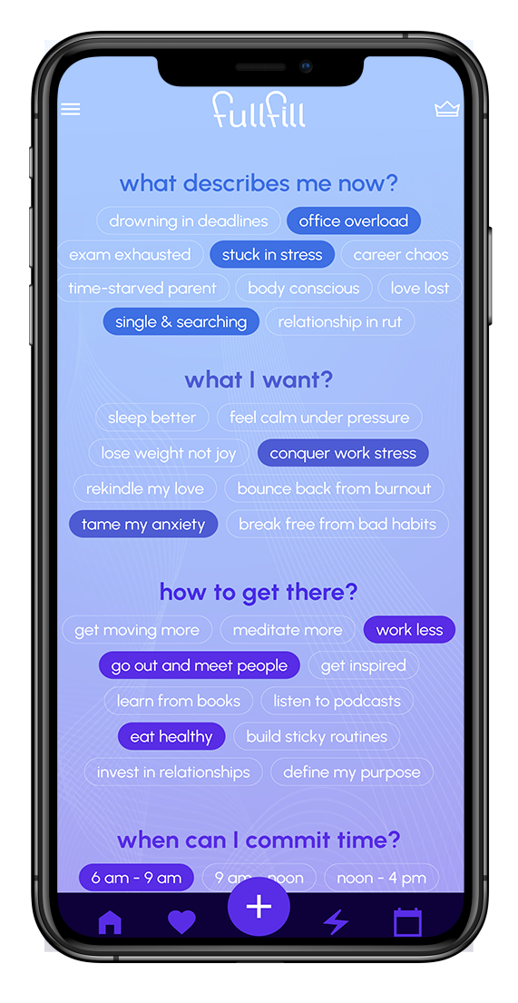 Fullfill mental fitness app on a phone
